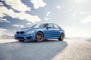 BMW M3 Sedan Sky Blue on Vorsteiner Wheels (V-FF 101) 2016 года